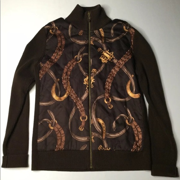 Ralph Lauren Sweaters - RALPH LAUREN Equestrian Cardigan Sweater Logo Sz L